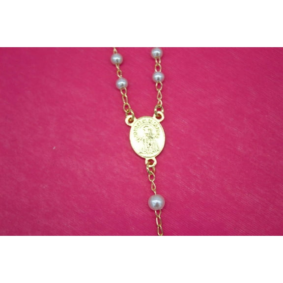 Gold Filled Caridad Del Cobre Rosary with Pearls  Cross Charm