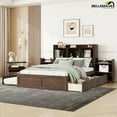 thumbnail image 2 of Bellemave Full Size Platform Bed with Bookcase Headboard, Pull-out Shelves and Charging Ports Storage Bed with Trundle and Drawers Wooden Storage Bed Frame for Teens, Adults (Espresso), 2 of 12