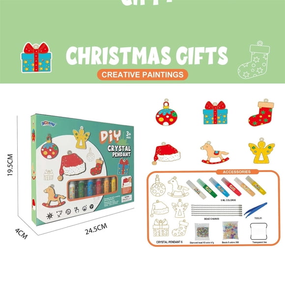 DIY Crystal Paint Arts and Crafts Kit for Kids | 3D Window Art, Pendant & Keychain Making | Non-Toxic Paint with Glitter | School Classroom, Christmas Party Favor & Gift for Boys and Girls Ages 3+
