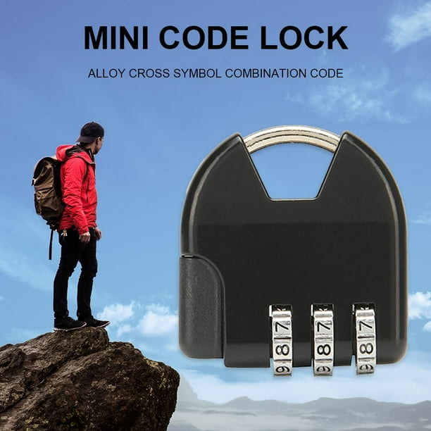 Mini código de 3 dígitos Equipaje Contraseña Candado Cajón Cerradura antirrobo (Negro) Tmvgtek excursión de campamento