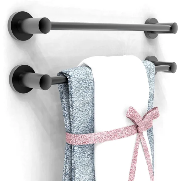 Bathroom Towel Bar 16 Inch, Stainless Steel Rust Proof, 2 Pack, Matt Black