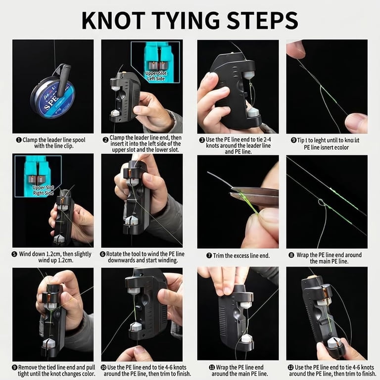 automatic fish hook threader Automatic Fishing Knot Tying Tool, Magnetic Fly Threader & Quick Tying  Device, Portable Fishing Hook Tier, Accessory for Anglers  Lovers,black-battery