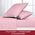 thumbnail image 2 of Mellanni 4-Piece Iconic King Bedsheet Set - Microfiber, 16" Deep Pocket, Cooling, Wrinkle, Fade, Stain Resistant, Pink, 2 of 7