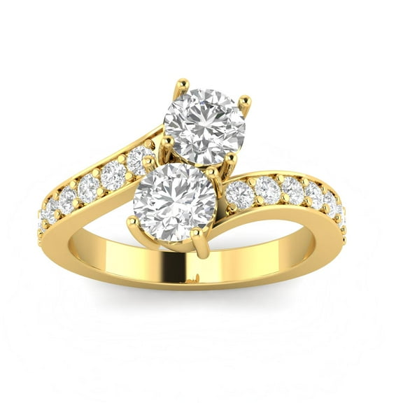1.50ctw Diamond Two Stone Ring in 14k Yellow Gold (G-H, I2-I3, 1.50ctw)