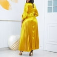 thumbnail image 4 of Women's Fall Deep V Neck Maxi Dress Pleated Belted Party Cocktail Long Dress, 4 of 5
