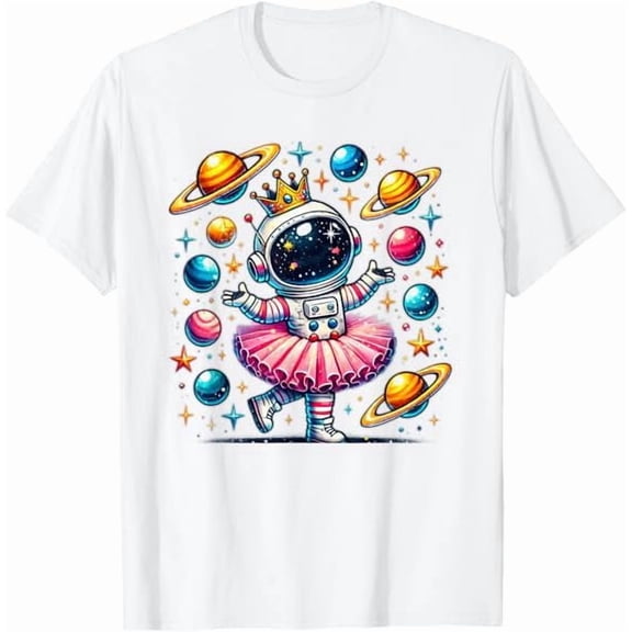 Greenink Funny Walking Astronauts in Space T-Shirt Space Themed for Men Women Outer Space Moon Galaxy Astronaut Pure Cotton Tee