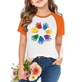 thumbnail image 2 of YUNAFFT T-shirt Unisexe à Manches Raglan pour Enfants Imprimé Décontracté Style Festival Orange Décontracté, 2 of 9