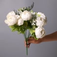 thumbnail image 1 of Nvzi Ramo de peonías artificiales de estilo europeo, 13 flores de primavera, ramos de peonías de seda artificiales, decoración para bodas, aniversarios, ramos de flores, 16, 1 of 5