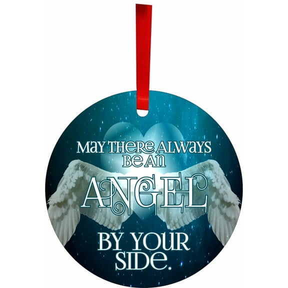 Flat Round Shaped Aluminum Ornament for Xmas Tree - Inspirational Religious Christmas Decoration Ideas - Inspiring Keepsake Religion Angels Accessory Items