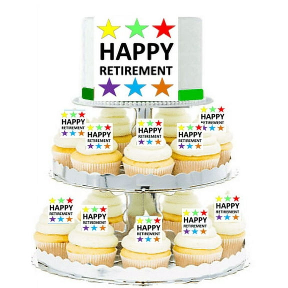 Happy Retirement Edible Photo Toppers & Edible Cupcake Decoration Kit
