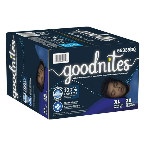goodnites XXL 12枚入り 男の子用 Goodnites Bedwetting Underwear for Boys, Size XXL (120-165