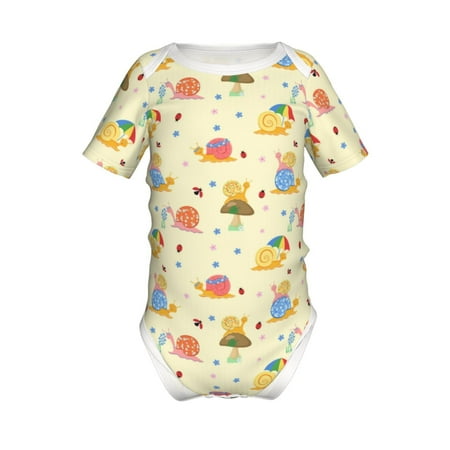 

Coaee Colorful Cartoon Snail for Soft Baby Short-Sleeve Bodysuit Baby Climbing Clothes Baby Girls Boys Bodysuit Romper-18 Months