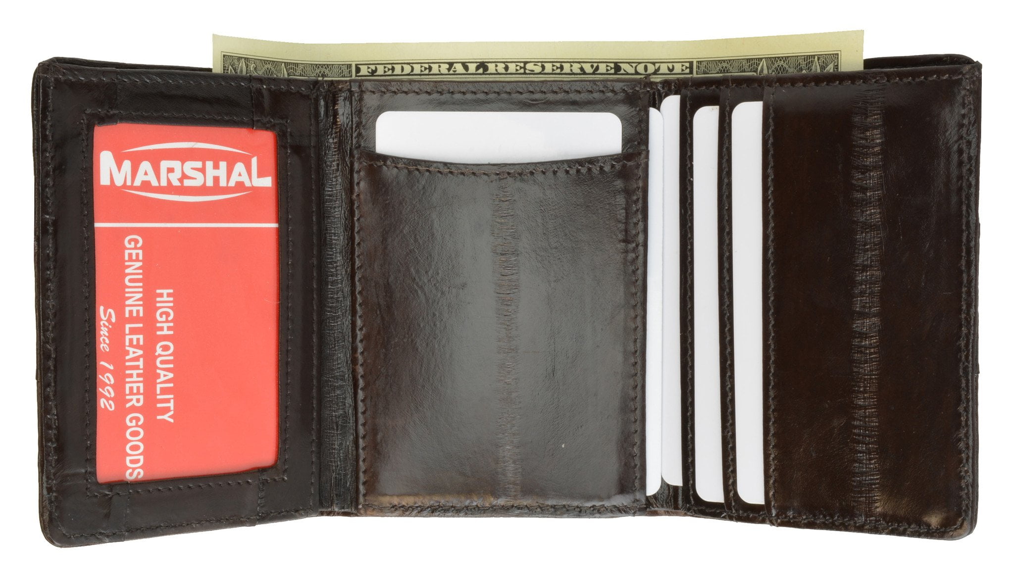 Eel Skin Trifold Wallet for Men with Id Window Slim and Sleak E 314