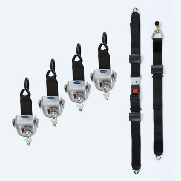 4 QRT-360 Retractors with L-Track Fittings and Manual Lap & Shoulder Belt with L-Track Fitting | Q-8600-AT-L