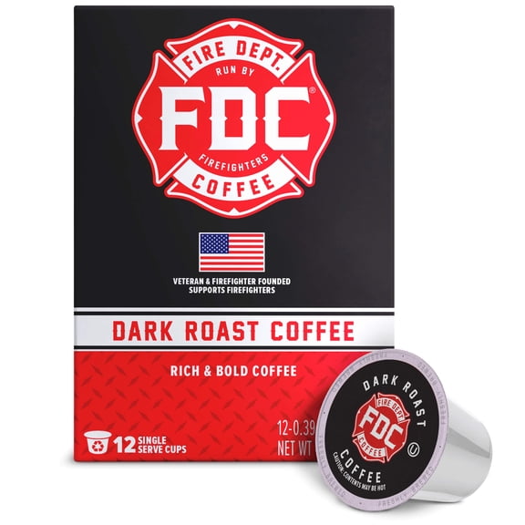 Fire Department Coffee Original Dark Roast Premium K-Cup Coffee Pods, 12 Pack
