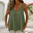 thumbnail image 2 of NinXxx Women's Elegant Adjustable Strap Tank Top with Decorative Button Detail Green L, 2 of 5