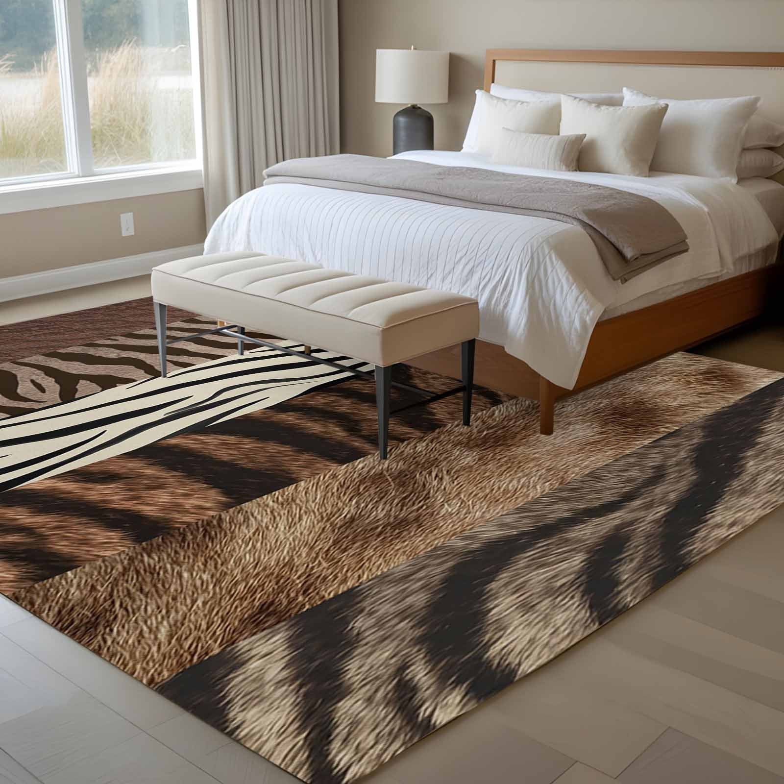 6x9 Area Rugs for Living Room, Animals Printed Striped Non Slip Area Rugs for Kitchen Bedroom Entryway, Rustic Country Zebra Textured Washable Carpet Runner Rug Floor Mats for Bedroom Home Decor
