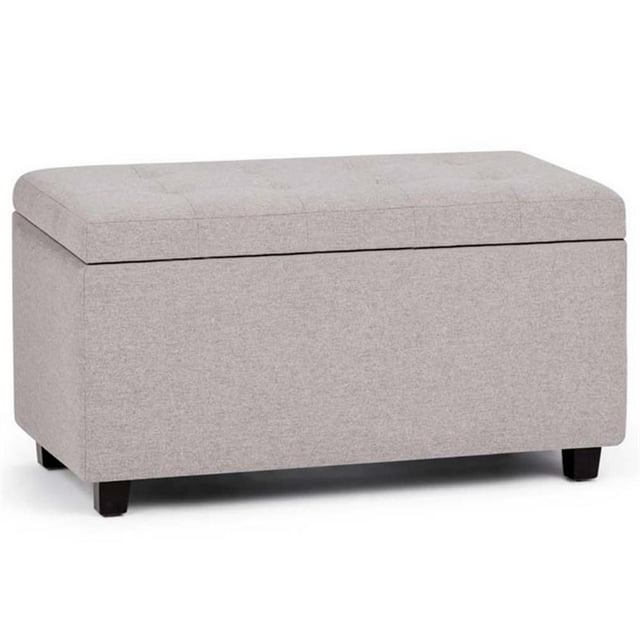 Cosmopolitan Ottomane de Rangement Rectangulaire de 34 Po L en Tissu Aspect Lin Gris Nuage