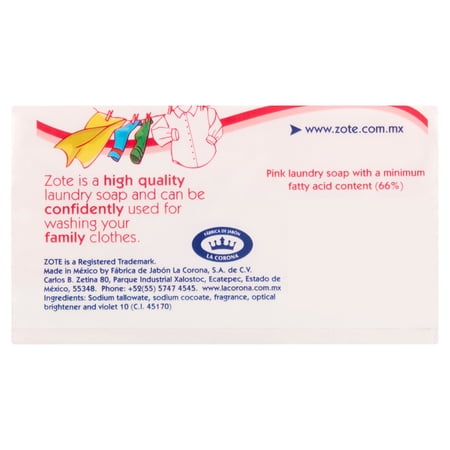 Zote Pink Laundry Bar Soap, Hand & Machine Wash, All Ages, Gentle & Long-Lasting, Laundry Detergent, Bar Cleanser with Sodium Tallowate, 14.1 oz