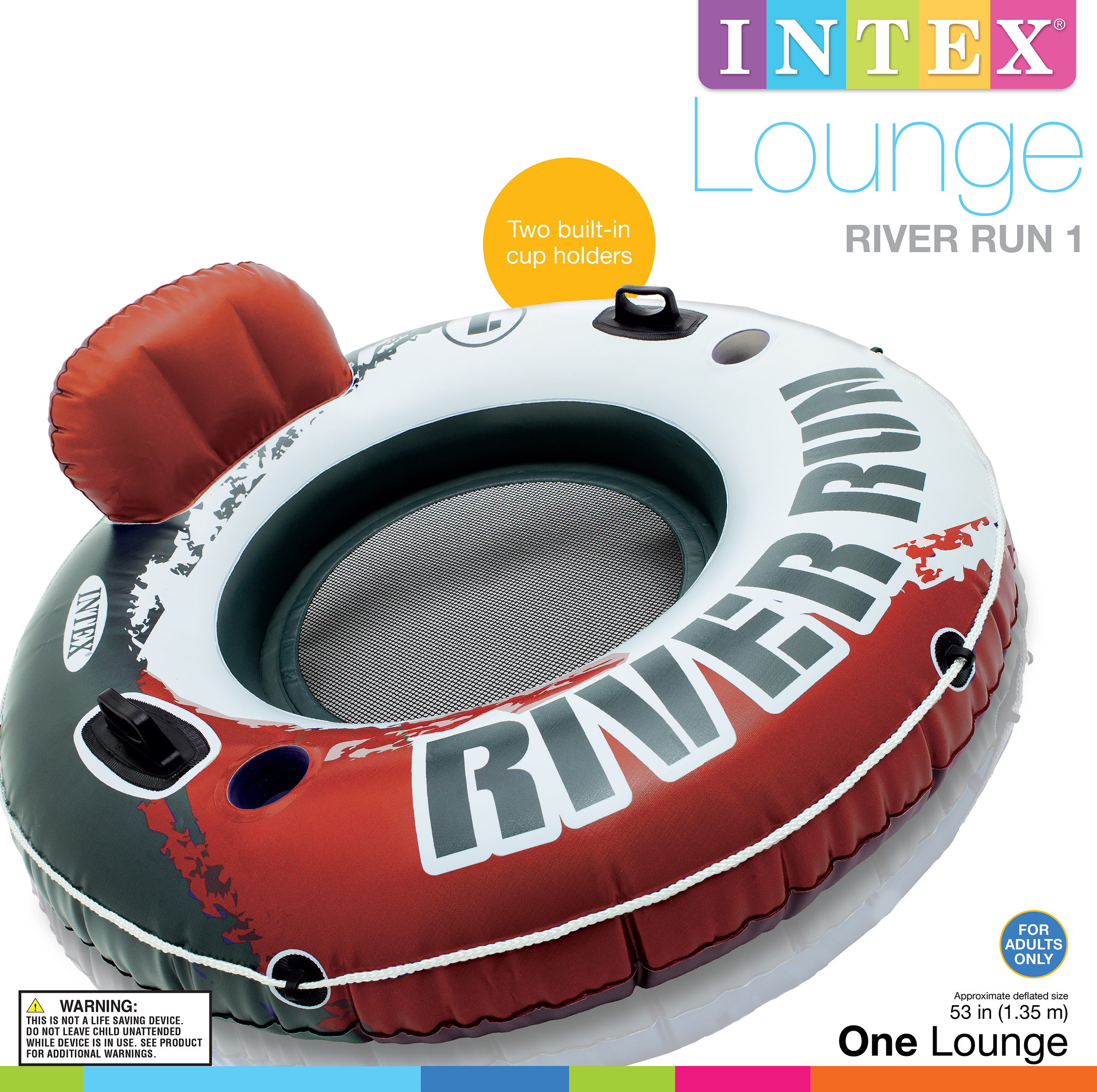 Intex Adult Round Inflatable Red River Run I Lake, River and  Pool Tube - image 3 of 5
