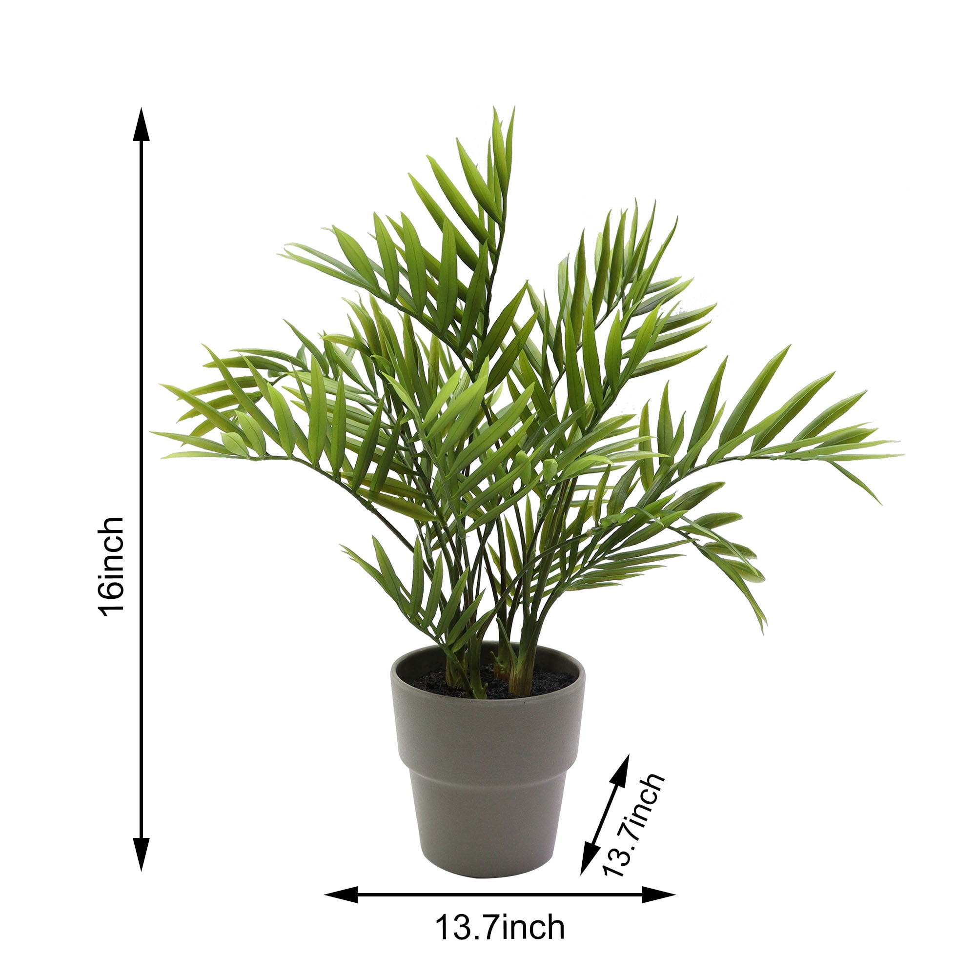 Nature's Mark 16.1’’H Artificial Areca Palm Plant in Gray Plastic Planter
