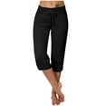 thumbnail image 2 of BLVB Women's Capri Yoga Pants Wide Leg Casual Crop Pants Low Waist Capris Sweatpants Loose Lounge Pajama Pants, 2 of 6