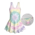 thumbnail image 6 of COEQINE Soft Stretchy Girls One Piece Swimsuit, Tank Neck Tankini Style with Full Coverage Skirt and Wide Straps, Beach Bathing Suit for Girls 3-4 Years, Tie-dye Swirl Print, 6 of 8