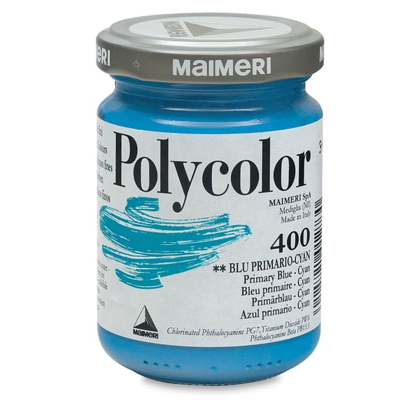 Maimeri Polycolor Vinyl Paints - Primary Blue - Cyan, 140 ml jar