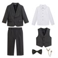 thumbnail image 2 of SXcggal One Ensemble de Costume Rayé pour Petit Garçon comme Tenue de Spectacle Costume Douillet Élégant Léger Tenue pour Tout-Petit, 2 of 9
