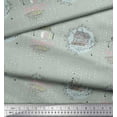 thumbnail image 2 of Soimoi Green Satin Silk Fabric Farmhouse Vintage Print Fabric by Yard 42 Inch Wide, 2 of 3