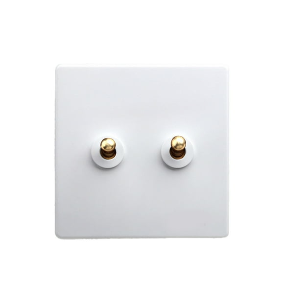 Seitruly Interruptor de pared, palanca de enchufe, Control de palanca, mejora blanca, Panel de luz de latón antiguo para el hogar, conector de suministro Electrónica miscelánea Blanco dos