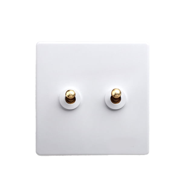 Seitruly Interruptor de pared, palanca de enchufe, Control de palanca, mejora blanca, Panel de luz de latón antiguo para el hogar, conector de suministro Electrónica miscelánea Blanco dos