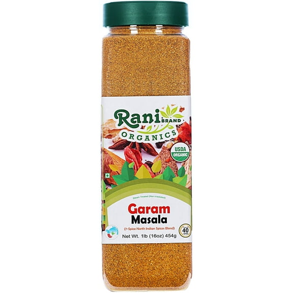 Rani Organic Garam Masala (7-Spice North Indian Spices Blend) 16oz (1lb) 454g PET Jar ~ All Natural | Salt-Free | Vegan | Gluten Friendly | NON-GMO | Indian Origin | USDA Certified Organic