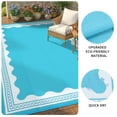 thumbnail image 6 of HIWEAVER Light Blue 9'x 12' Outdoor Rug Garden Decor Scolloped Bordered Carpet Plastic Straw Waterproof Reversible Patio Area Rug for Balcony Deck Picnic Portable Camping Mat, 6 of 8