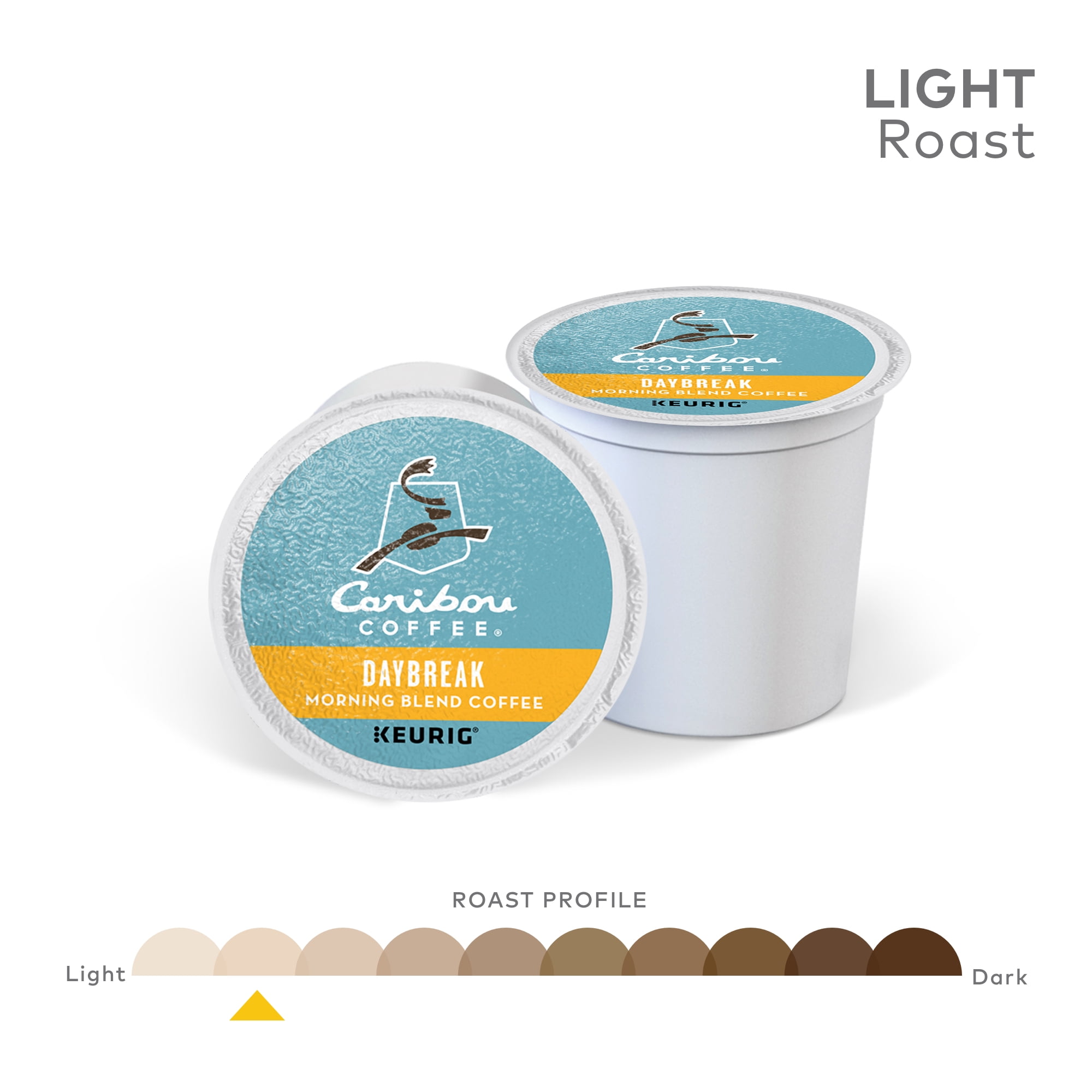 Caribou Coffee Daybreak Morning Blend K-Cup Pods, Light Roast, 18 Count for Keurig Brewers