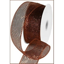 Metallic Poly Deco Mesh Ribbon (2.5" x 25 Yards, Chocolate Brown Copper Metallic) : RS2004E2