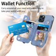 thumbnail image 3 of Phone Case for iPhone 11 Pro Max 6.5 Wallet Cover with Tempered Glass Screen Protector and Zipper Credit Card Holder Stand Leather Cell Accessories iPhone11 11pro Promax i XI Plus Women Blue, 3 of 7