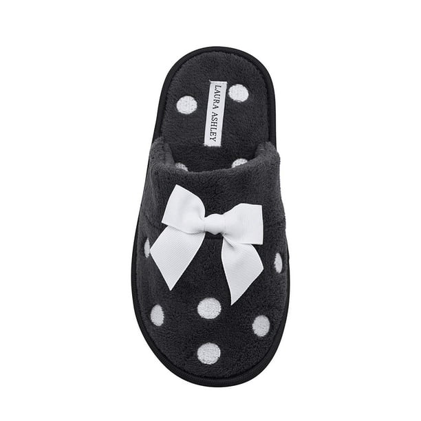 Zapatillas Laura Ashley de felpa bordadas con lunares para mujer