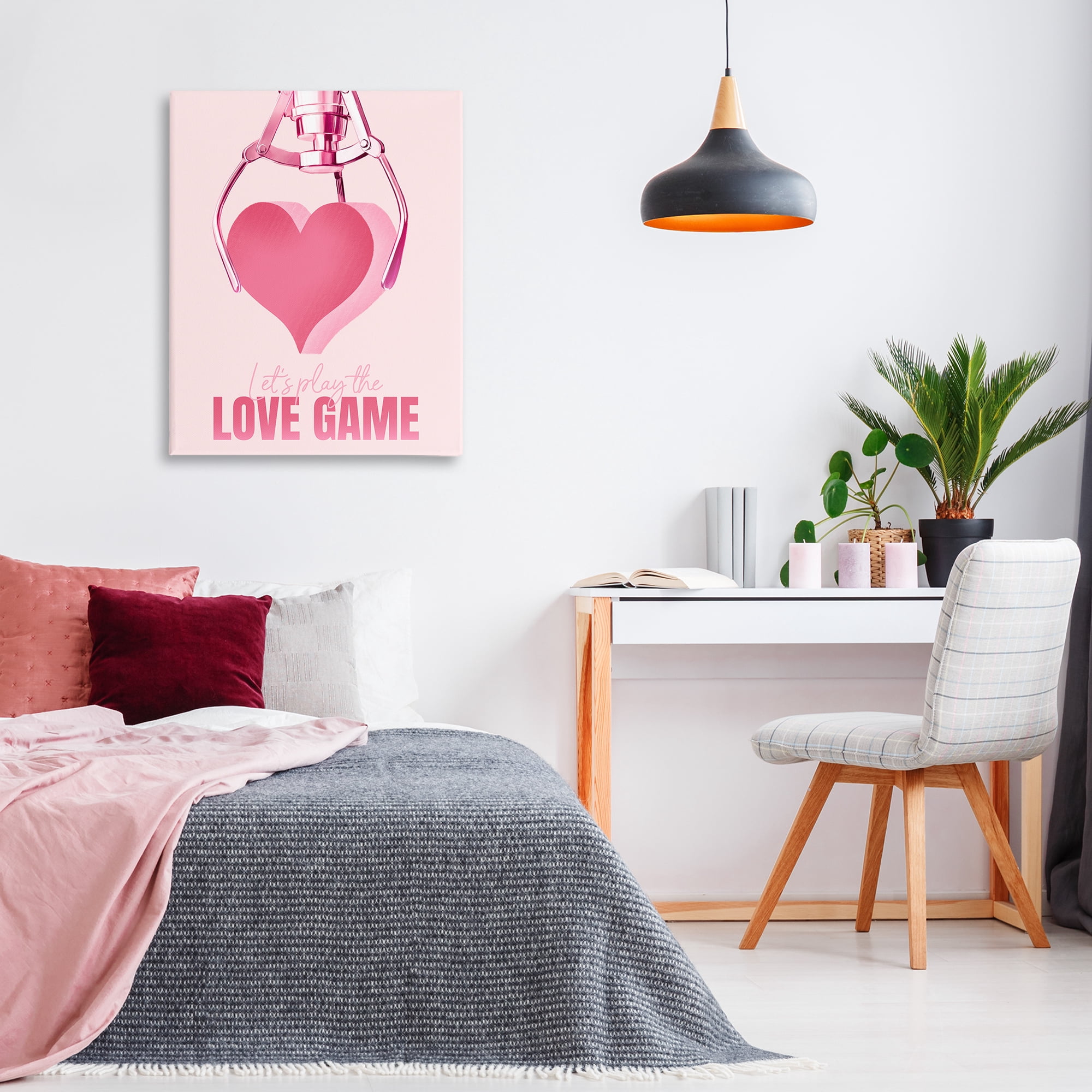 Stupell Industries Love Game with Heart Typography Painting Gallery Wrapped Canvas Art Print Wall Art, 30 x 40