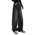thumbnail image 3 of Women Wide Leg Baggy Jeans High Waist Y2K Cargo Pants Casual Loose Boyfriends Trousers Vintage Streetwear Black S, 3 of 8