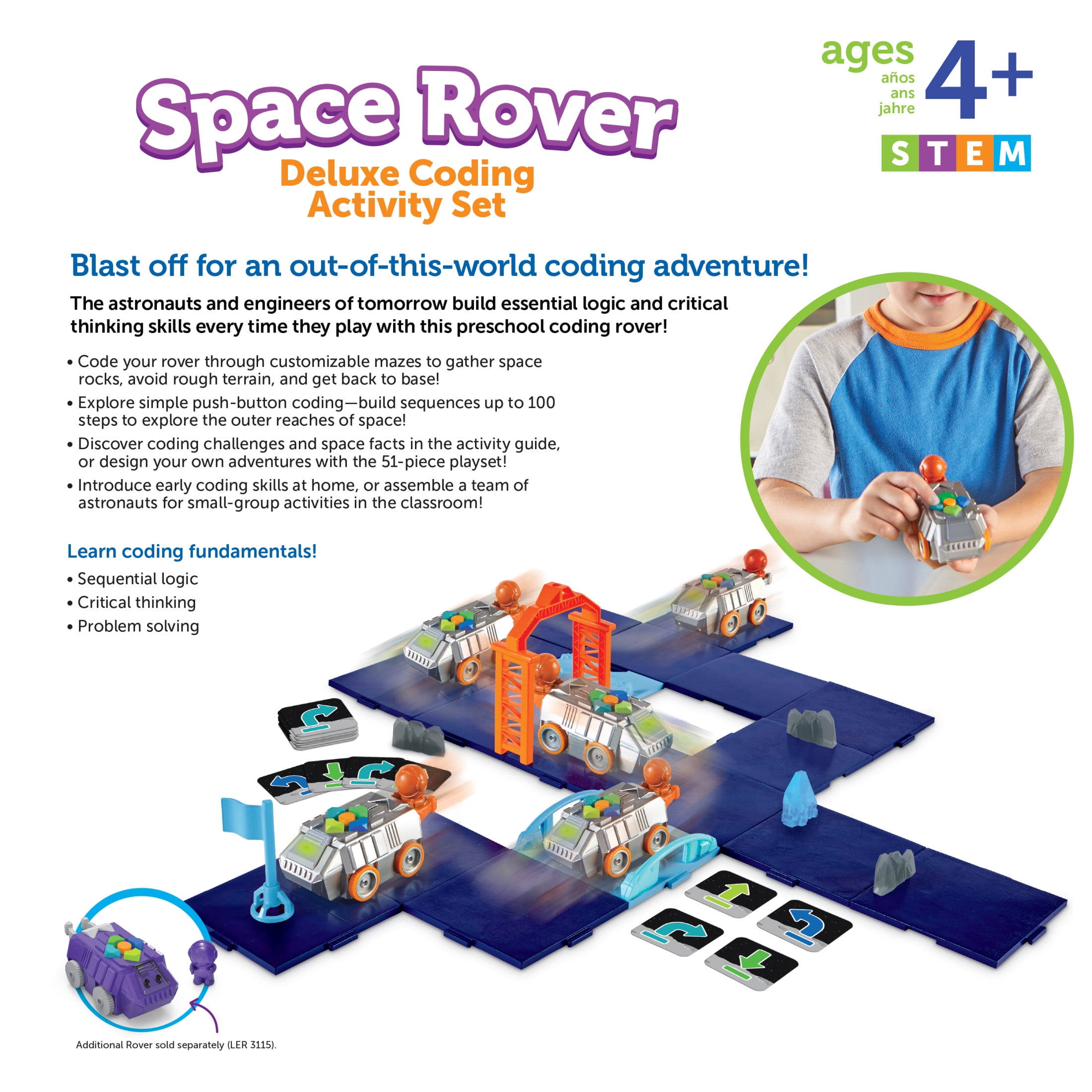 Learning Resources Space Rover Deluxe Coding Activity Set - Robotics for Kids, STEM Programming, Ages 4+