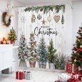 thumbnail image 4 of Farmhouse Christmas Shower Curtains for Bathroom, Winter Xmas Tree Pine Fruits Wooden Grain Waterproof Fabric Shower Curtain, Decorative Bathroom Curtain for Bathtub, 72"x72", No Hooks Included, 4 of 9