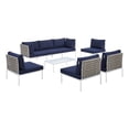 thumbnail image 2 of Modway Harmony 8-Piece  Sunbrella® Basket Weave Outdoor Patio Aluminum Sectional Sofa Set in Tan Navy, 2 of 13