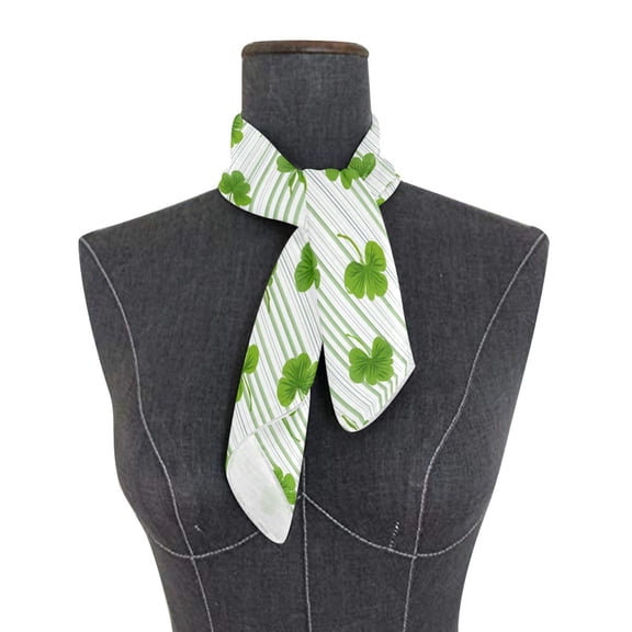 Square Scarf 24x24 Inch Green Clover Stripe Pattern Silky Satin Sun Protection Neck Scarf for Women Multi-Purpose Head Wrap Bandana for Hair Bag Decoration