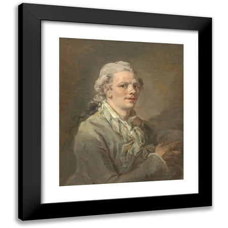 French School 12x14 Black Modern Framed Museum Art Print Titled - Portrait of a Young Man (Possibly C. 1770)