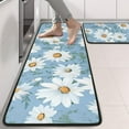 thumbnail image 2 of Kitchen Rugs Sets Of 2,Lightblue Daisy Flower Green Leaves Pattern Anti Fatigue Kitchen Mat Rugs Non Slip Washable,Decorative Kitchen Floor Mats for Kitchen,Sink,Laundry,17"x47"+17"x47", 2 of 5