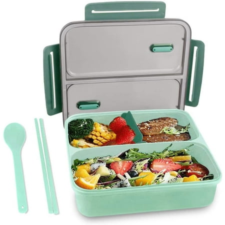 Lunch Bento Box Memkey 3 Compartment Leak Proof Big Lunch Containers ...