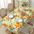thumbnail image 6 of Orange Floral Tablecloth 60×84 inch Waterproof, Spring Summer Oblong Table Cloth Washable, Cloth Table Cover for Party Picnic Dinner Decor (Floral 01), 6 of 6
