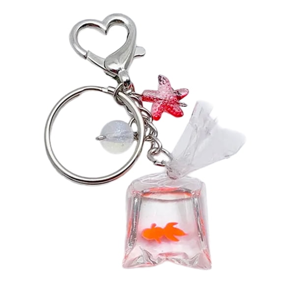 Tizuqe Cute Cartoon Fish Charm Keychain Pet Starfish Hanging Ornament Keyring Lovely Pendant for Purse Bag Backpack Handbag