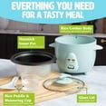 thumbnail image 5 of Mini Rice Cooker with Removable Nonstick Bowl and Auto Keep Warm Function, Great For Soups, Stews, Grains and Oats, 6 Cups Cooked (3 Cups Uncooked), 1.5-Quart, Aqua, 5 of 6